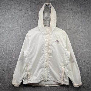 The North Face Resolve Rain Jacket Womens Large White HyVent Zip Up Windbreaker